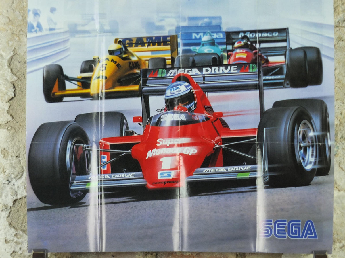1989 SEGA Super Monaco GP Poster, original vintage racing poster from arcade game from SEGA, advertising print wall, art retro decor
