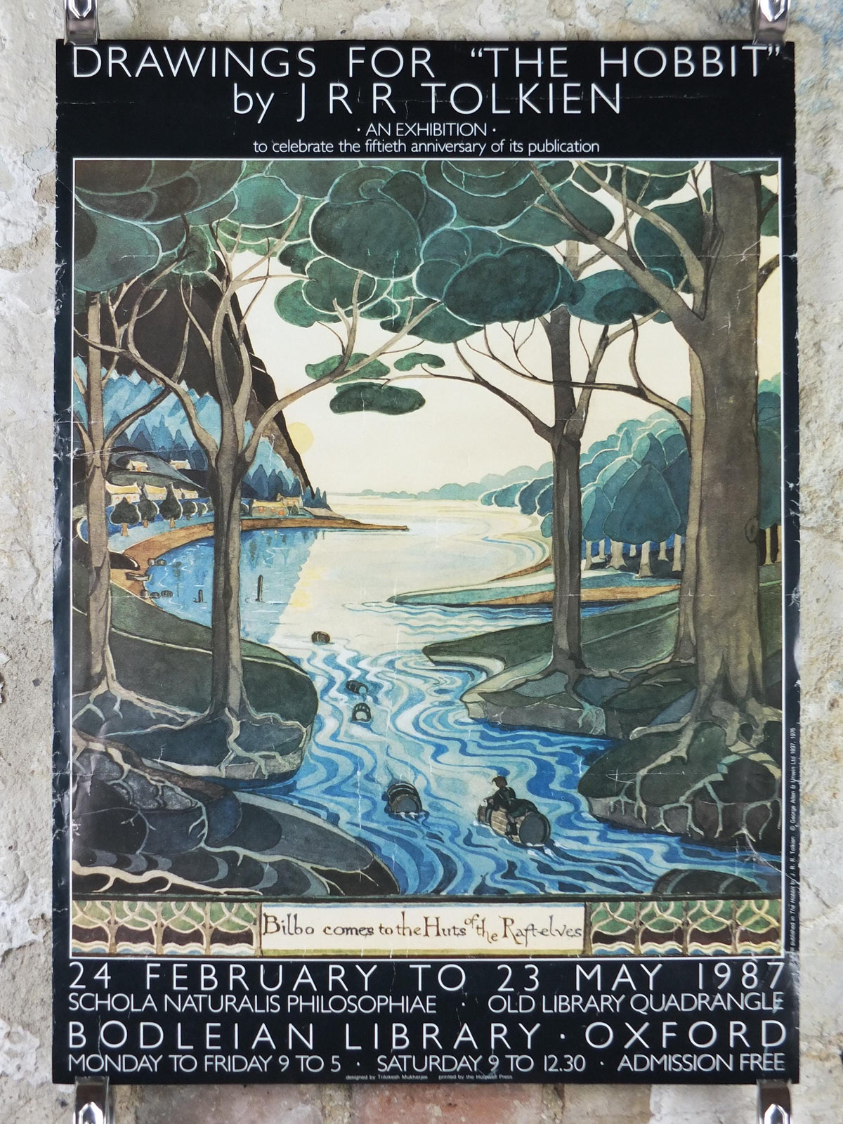 1987 Tolkien Exhibition Poster, The Hobbit, J.R.R. Tolkien, Bodleian Library, Oxford, Middle Earth, fantasy fiction wall art decor