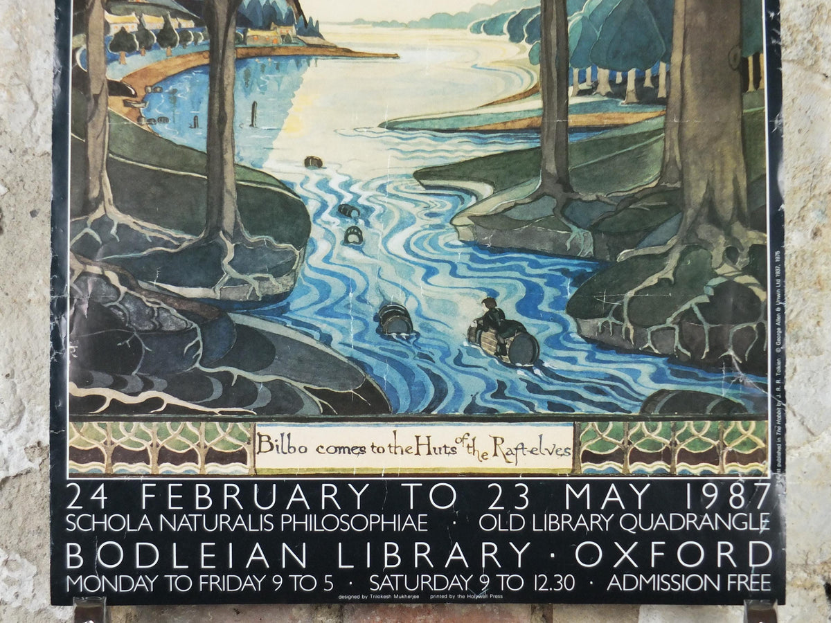 1987 Tolkien Exhibition Poster, The Hobbit, J.R.R. Tolkien, Bodleian Library, Oxford, Middle Earth, fantasy fiction wall art decor
