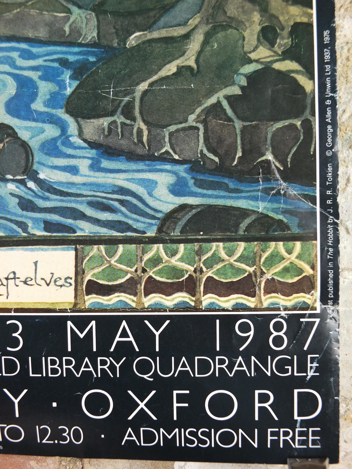 1987 Tolkien Exhibition Poster, The Hobbit, J.R.R. Tolkien, Bodleian Library, Oxford, Middle Earth, fantasy fiction wall art decor