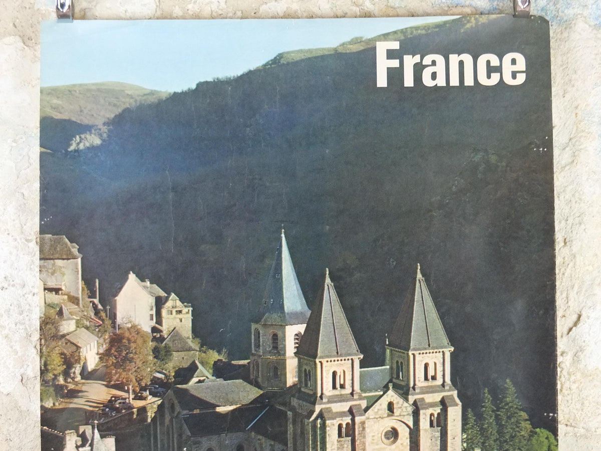 1962 Conques Travel Poster, Occitania Languadoc Roussillon, France, printed by French Government, travel tourism, wall art decor