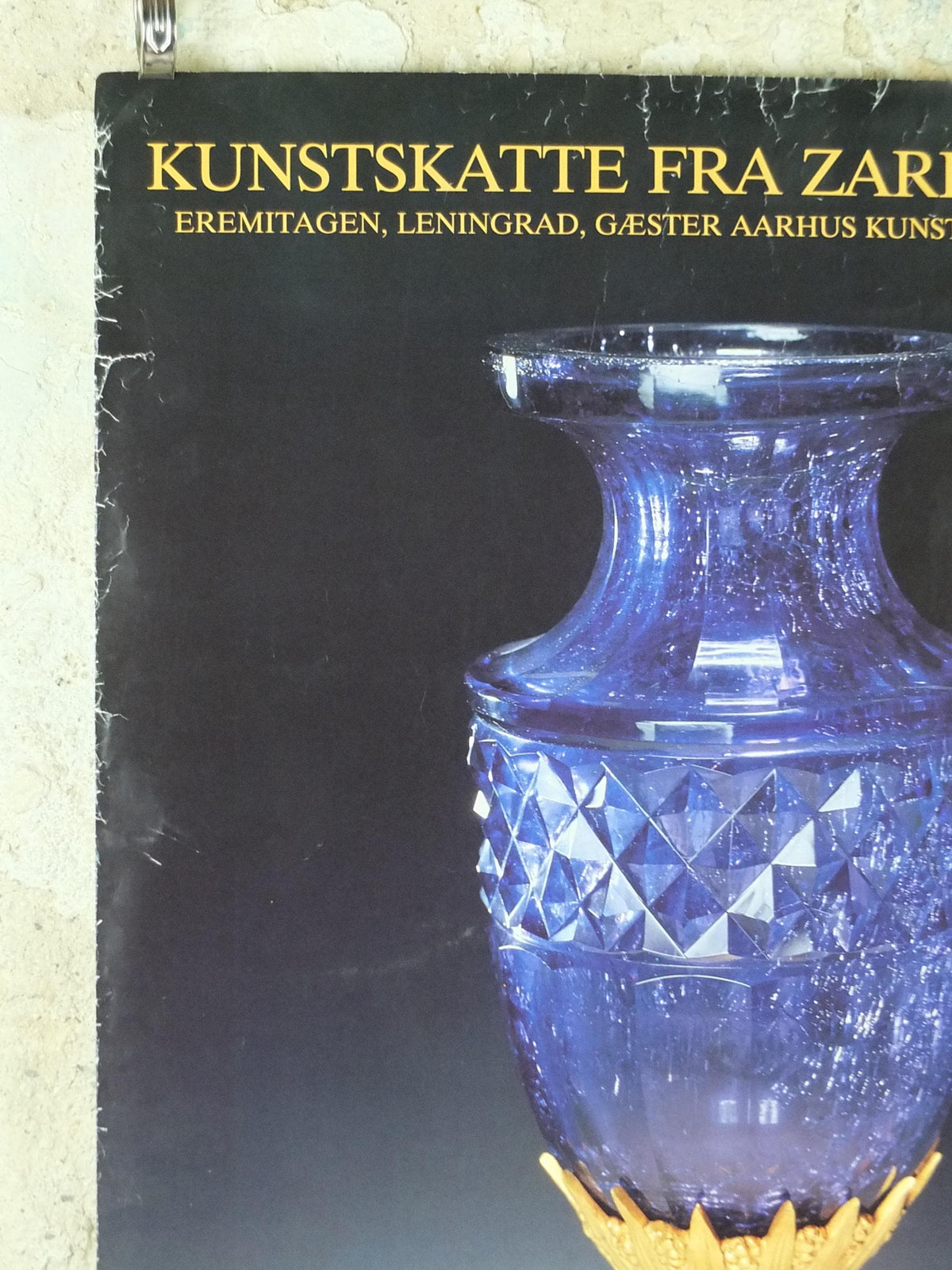 1990 Blue Crystal Vase Poster, Art Treasures of the Czars, Russian Cut Crystal Vase in Bronze Mount, From St Petersburg, wall art decor