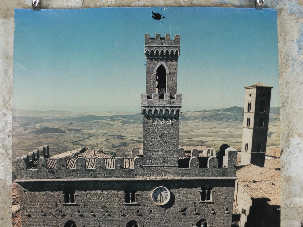 1970s Volterra Travel Poster, Palazzo dei Priori, Vintage Italian Tuscany, Italy travel tourism, holiday, wall art decor