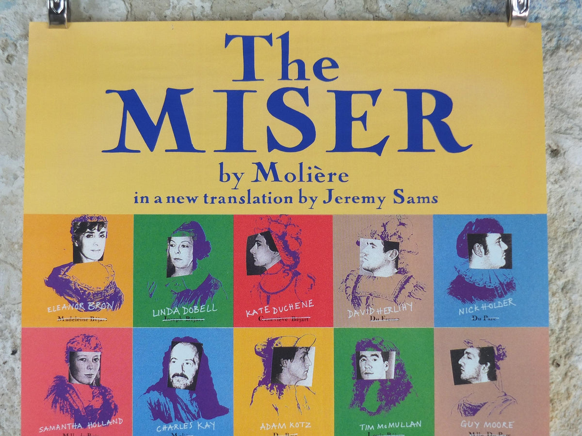 1991 The Miser by Moliere Poster, Royal National Theatre, Olivier Theatre, South Bank, London, play comedy, wall art decor