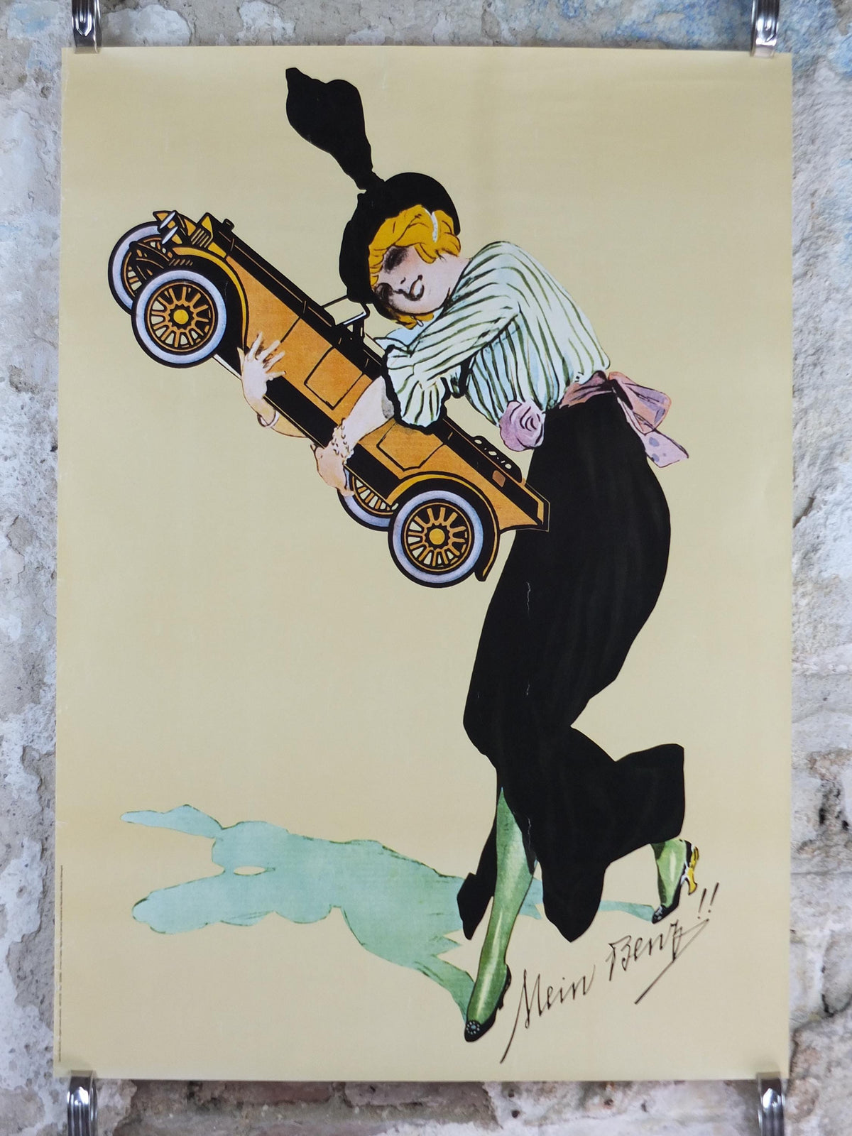 Mercedes Benz Poster, Mein Benz 1914, art deco or art nouveau, German vintage, Advertising print wall art decor