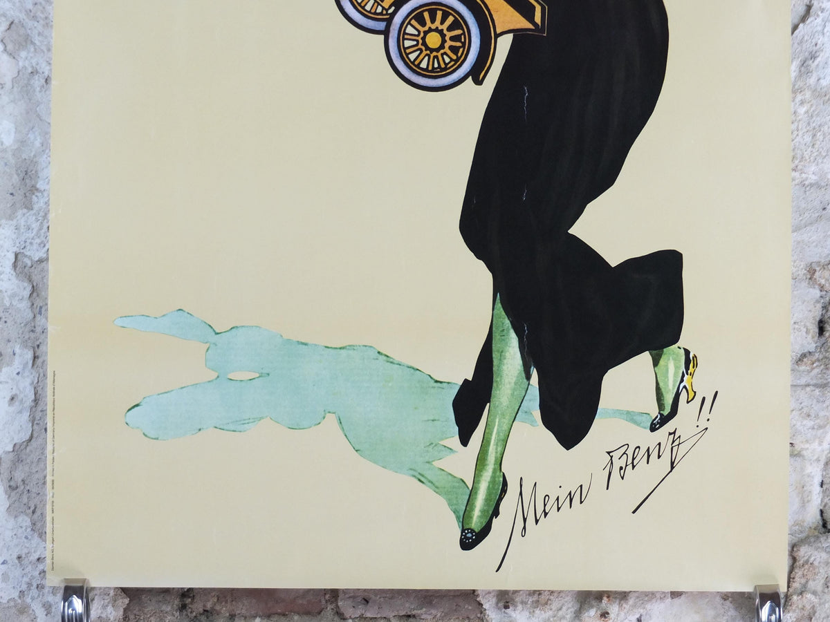 Mercedes Benz Poster, Mein Benz 1914, art deco or art nouveau, German vintage, Advertising print wall art decor
