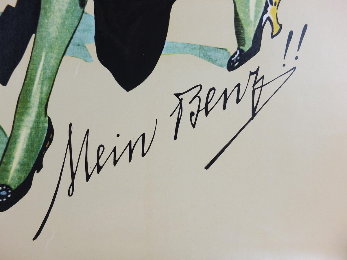 Mercedes Benz Poster, Mein Benz 1914, art deco or art nouveau, German vintage, Advertising print wall art decor