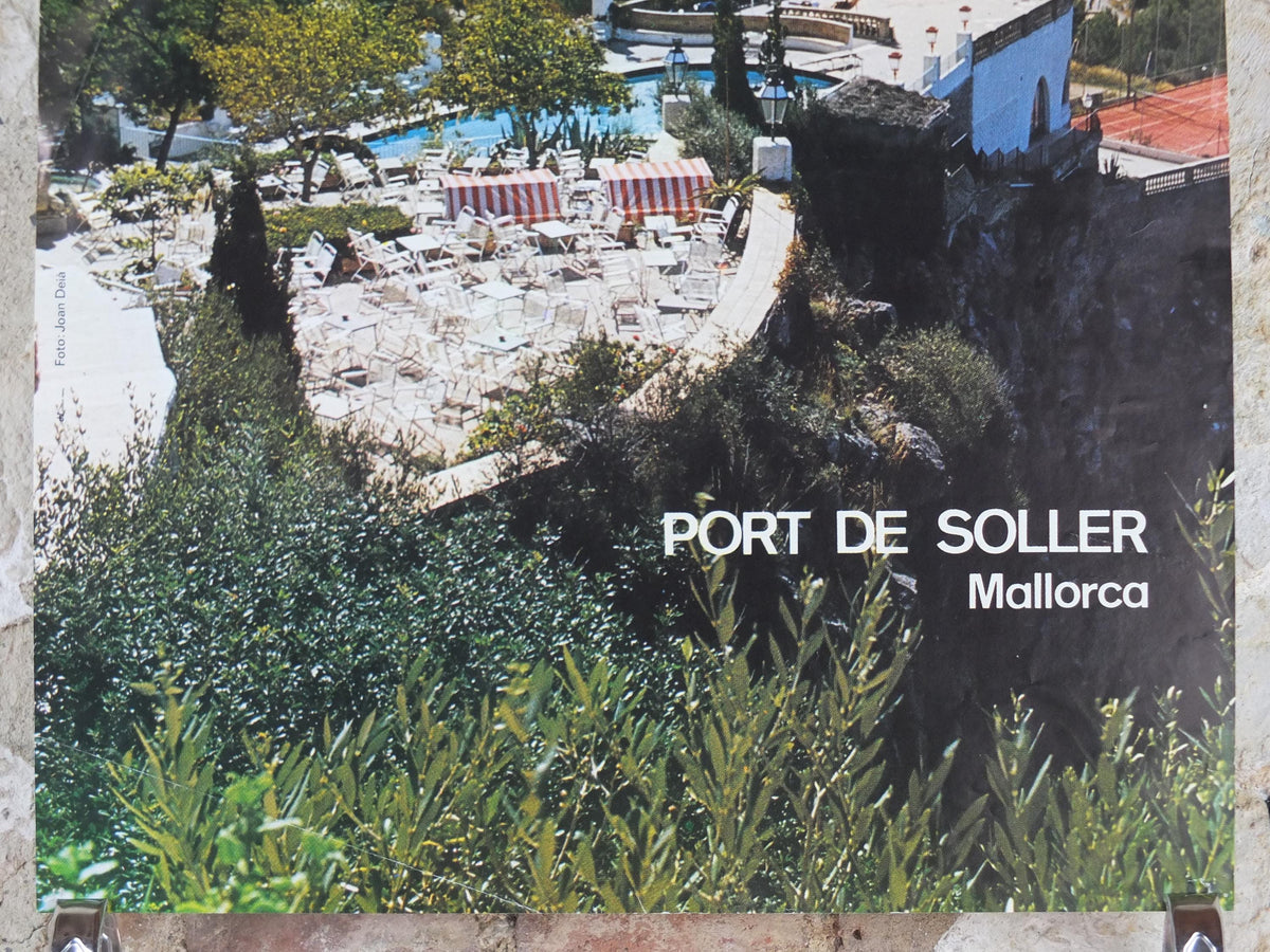1970s Majorca Mallorca Poster, Port de Soller, Vintage Spanish travel poster, holiday vacation, wall art decor