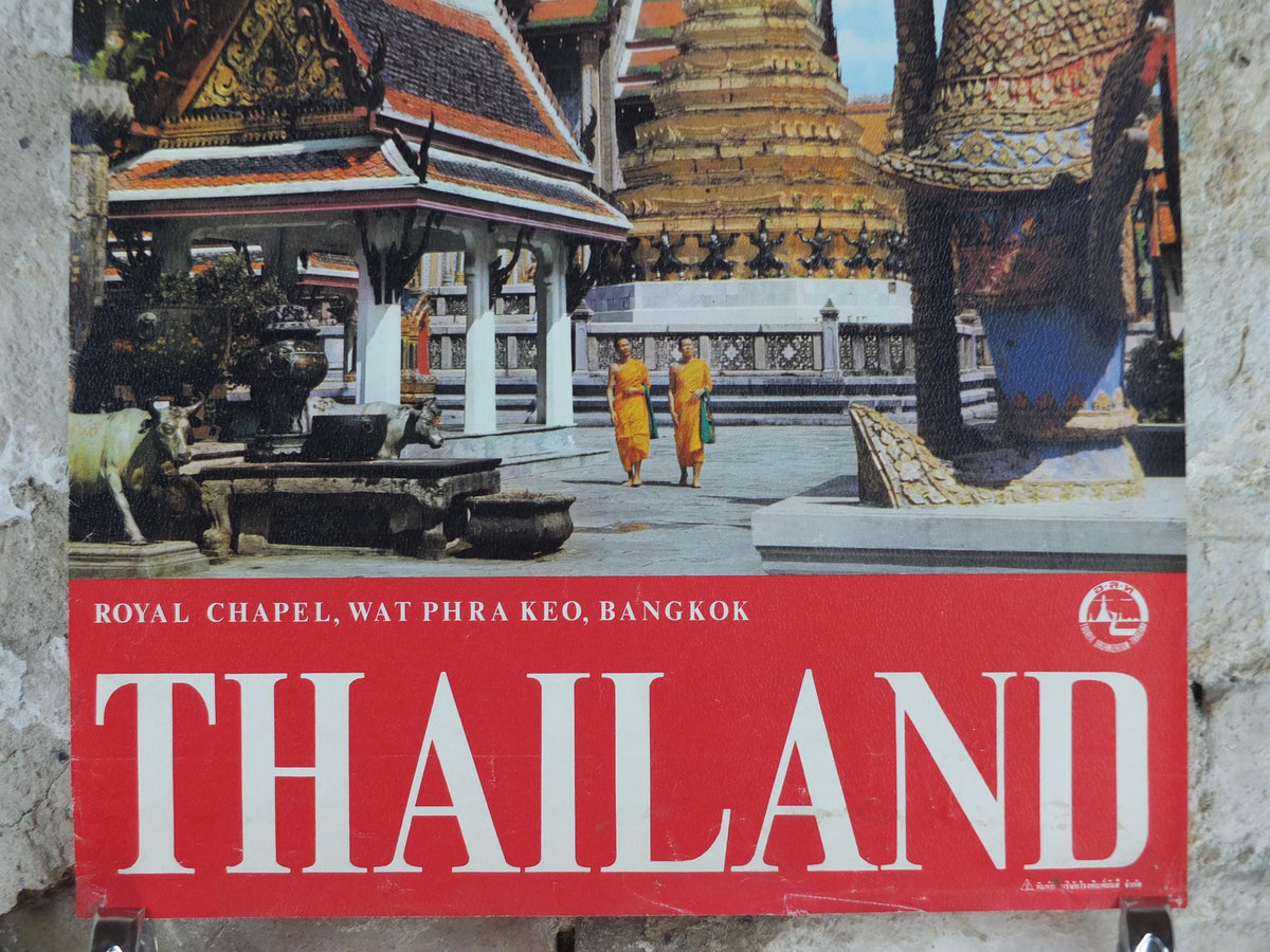 1970s Thailand Travel Poster, Temple of the Emerald Buddha, Wat Phra Keo, Royal Chapel, Bangkok, , travel tourism, wall art retro decor