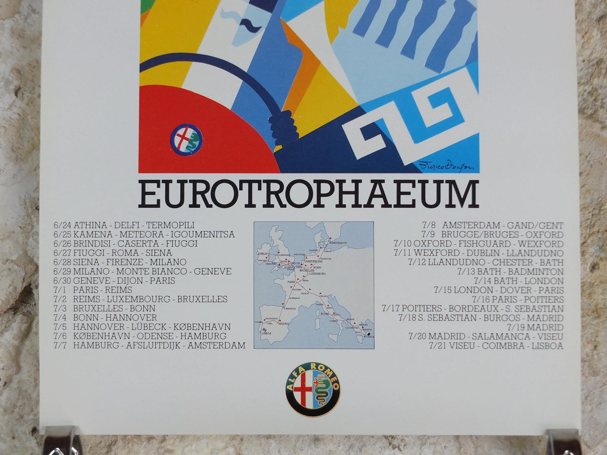 1990 Alfa Romeo Greece Poster, Athens Eurotrophaeum 80th anniversary, Ottantanni, art deco style by Enrico Dordoni, wall art decor