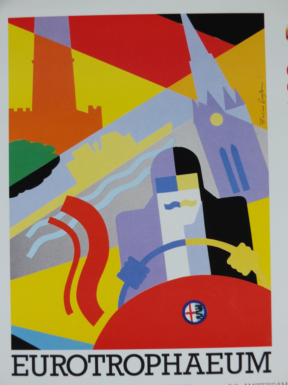 1990 Alfa Romeo Germany Poster, Hannover Eurotrophaeum 80th anniversary, Ottantanni, art deco style by Enrico Dordoni, wall art decor