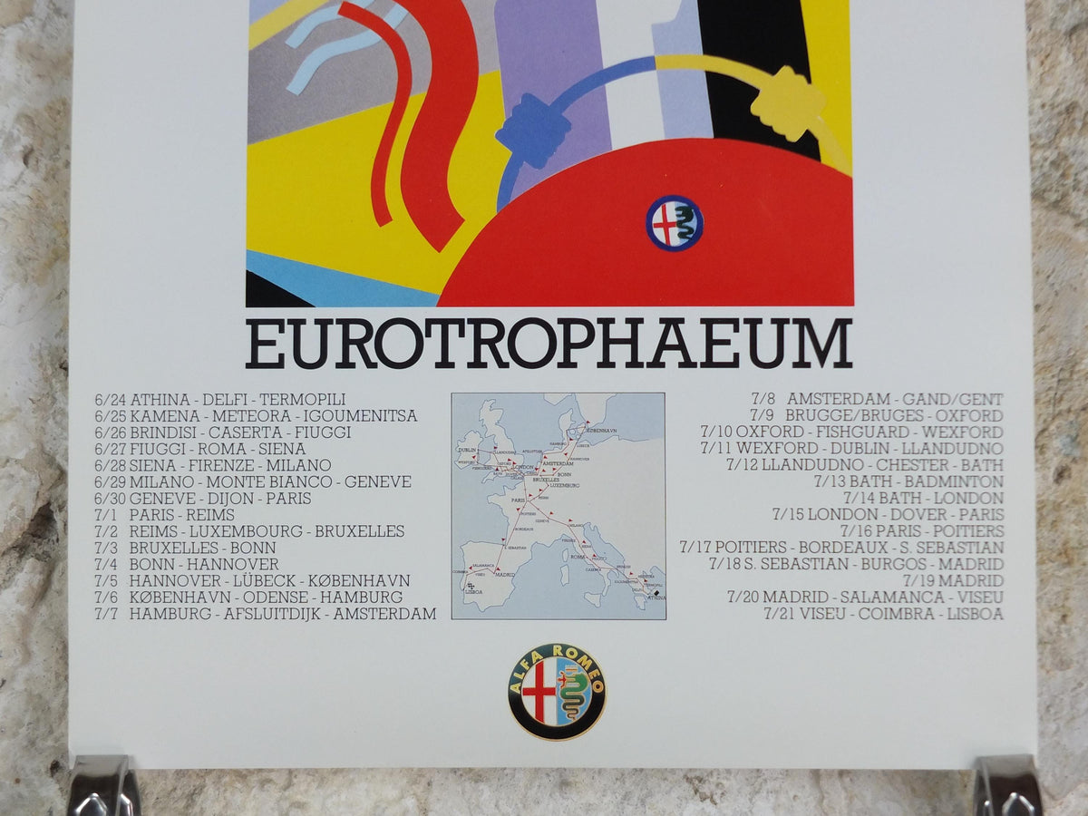 1990 Alfa Romeo Germany Poster, Hannover Eurotrophaeum 80th anniversary, Ottantanni, art deco style by Enrico Dordoni, wall art decor