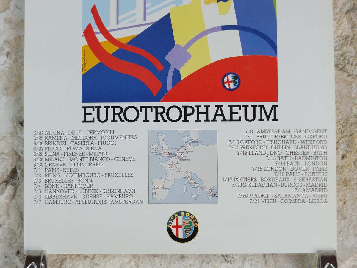 1990 Alfa Romeo The Netherlands Poster, Amsterdam Eurotrophaeum 80th anniversary, Ottantanni, art deco style Enrico Dordoni, wall art decor