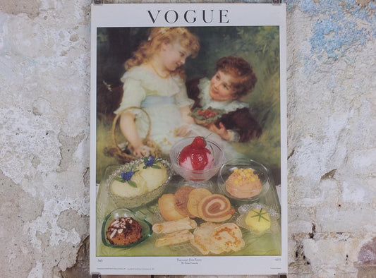 1975 Vogue Magazine Poster, by Conde Nast, Thought for Food, by Tessa Traeger Dryden, art deco nouveau, fashion Advertising, wall art decor