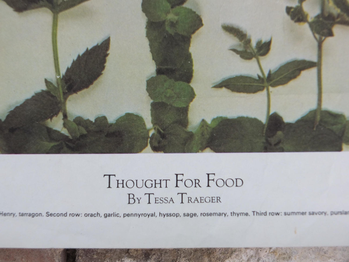 1976 Vogue Magazine Poster, by Conde nast, Thought for Food, by Tessa Traeger, Garden herbs kitchen, fashion Advertising, wall art decor