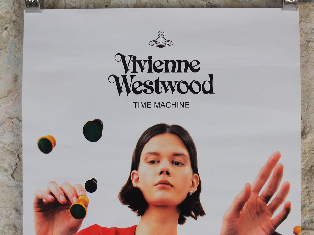 1990s Vivienne Westwood Poster, Time Machine watches and time pieces, transparent chess, gallery exhibition wall art decor