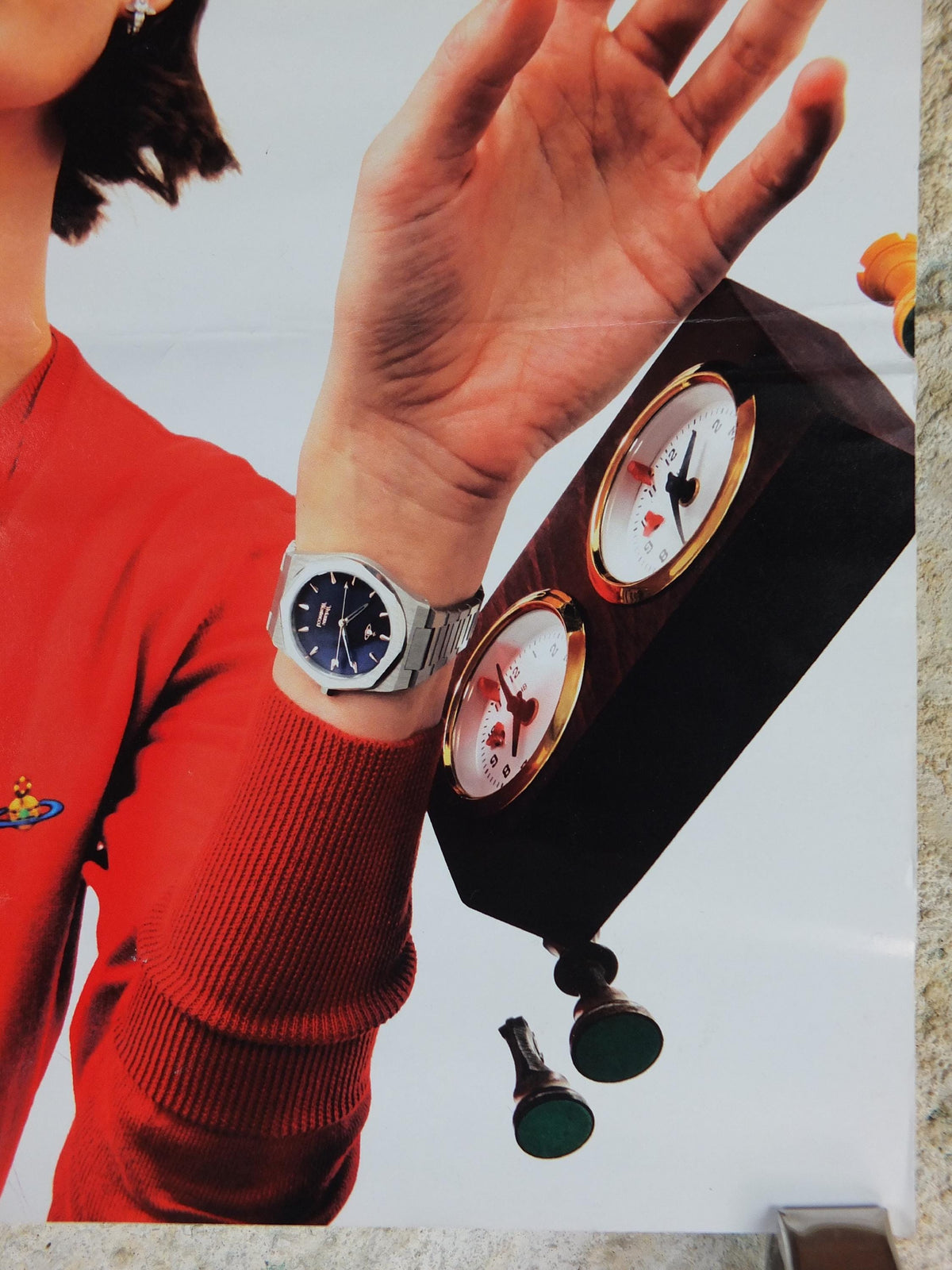 1990s Vivienne Westwood Poster, Time Machine watches and time pieces, transparent chess, gallery exhibition wall art decor