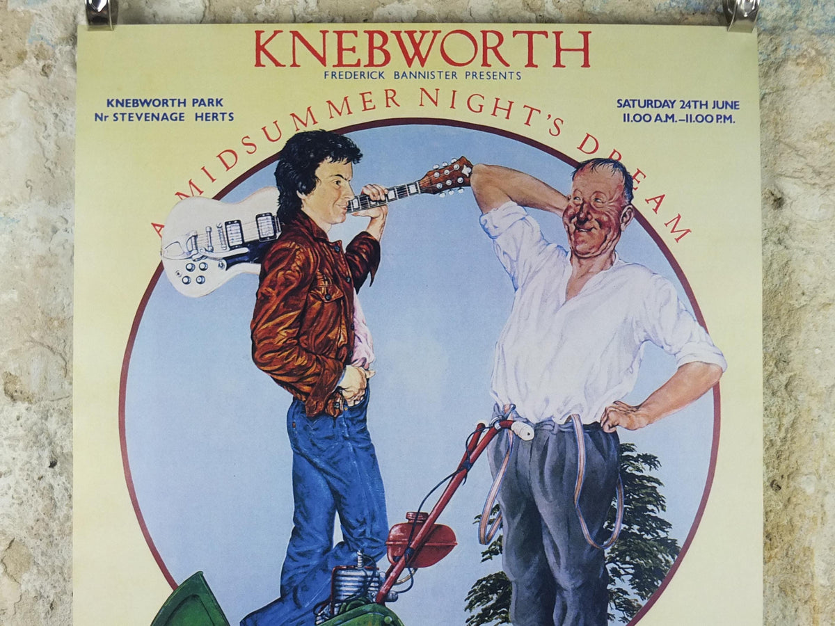 1978 Genesis Knebworth Park Concert Poster, A midsummer nights dream, Signed by Freddy Bannister, 1999 reprint, Psychedelic music, wall art