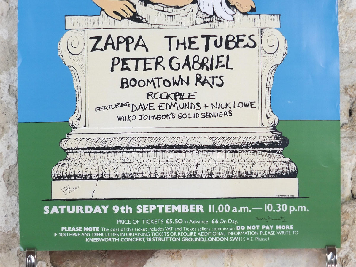 1978 Knebworth Park Concert Poster, Not another boring Knebworth, Signed by Freddy Bannister, 1999 reprint, Psychedelic rock music, wall art