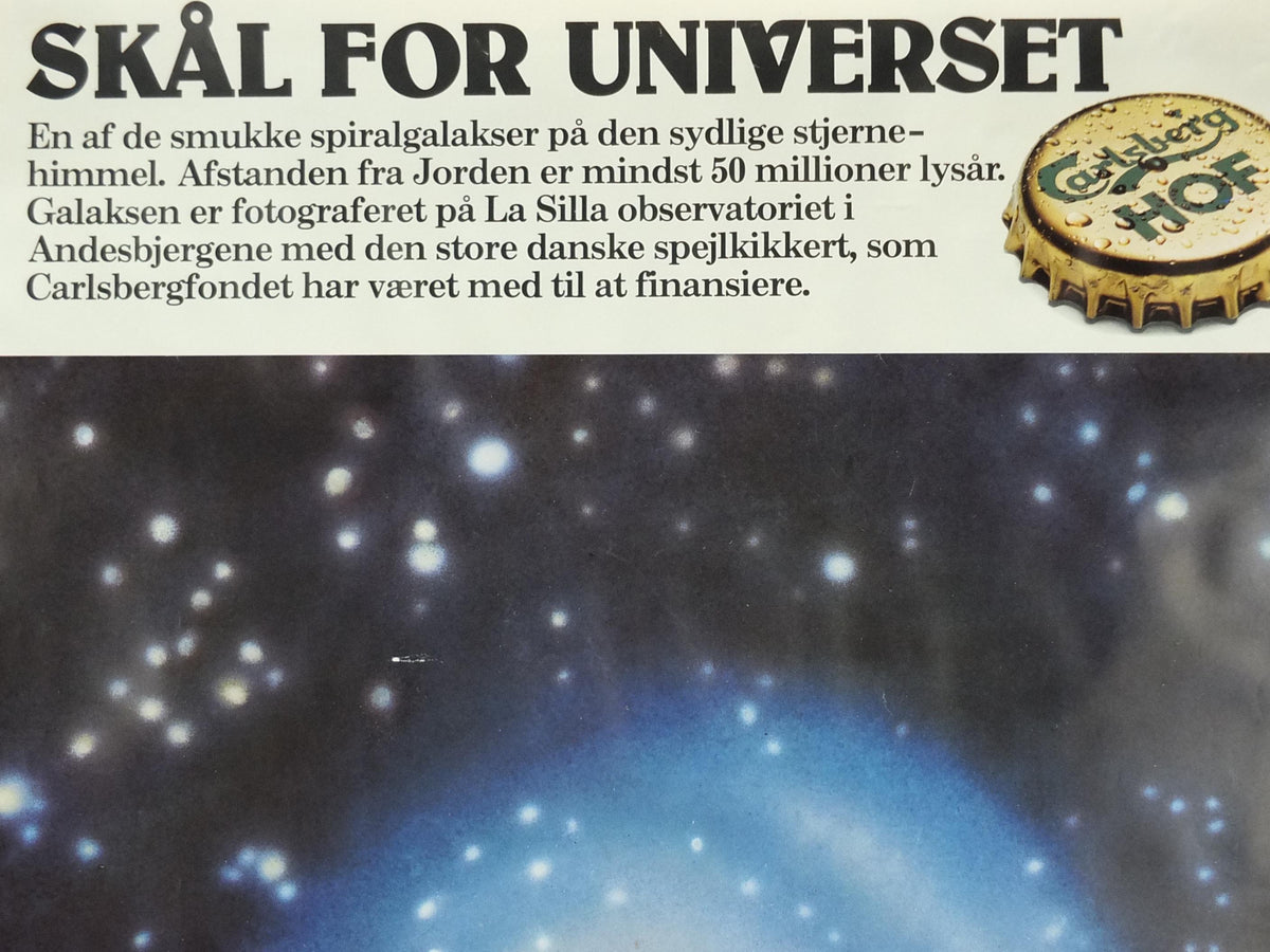 1990s Carlsburg Poster, Cheers to the Universe, Skal for Universet, advertising lager beer, wall art decor