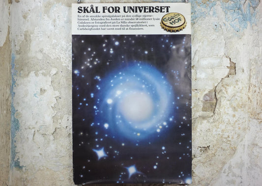 1990s Carlsburg Poster, Cheers to the Universe, Skal for Universet, advertising lager beer, wall art decor