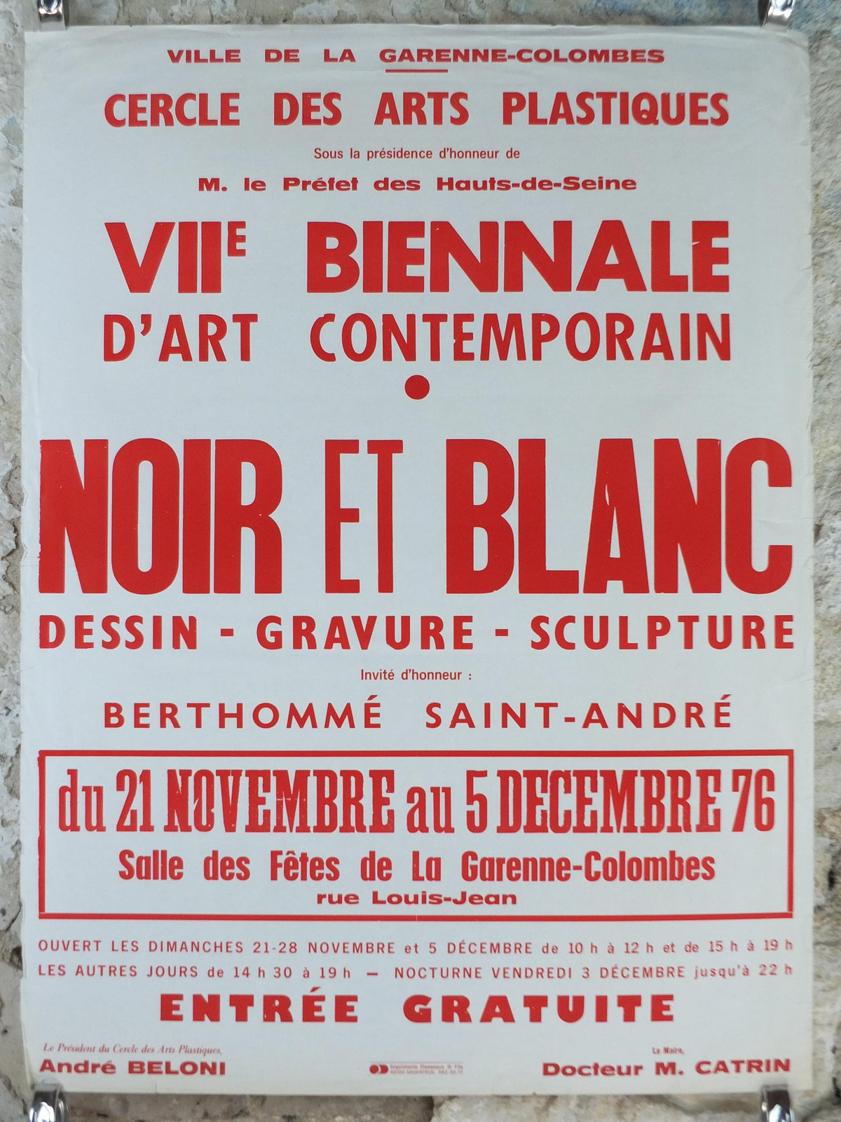 1976 Black & White Poster, Noir et Blanc, sculptures, drawing and engravings, lovely patina, wall art decor