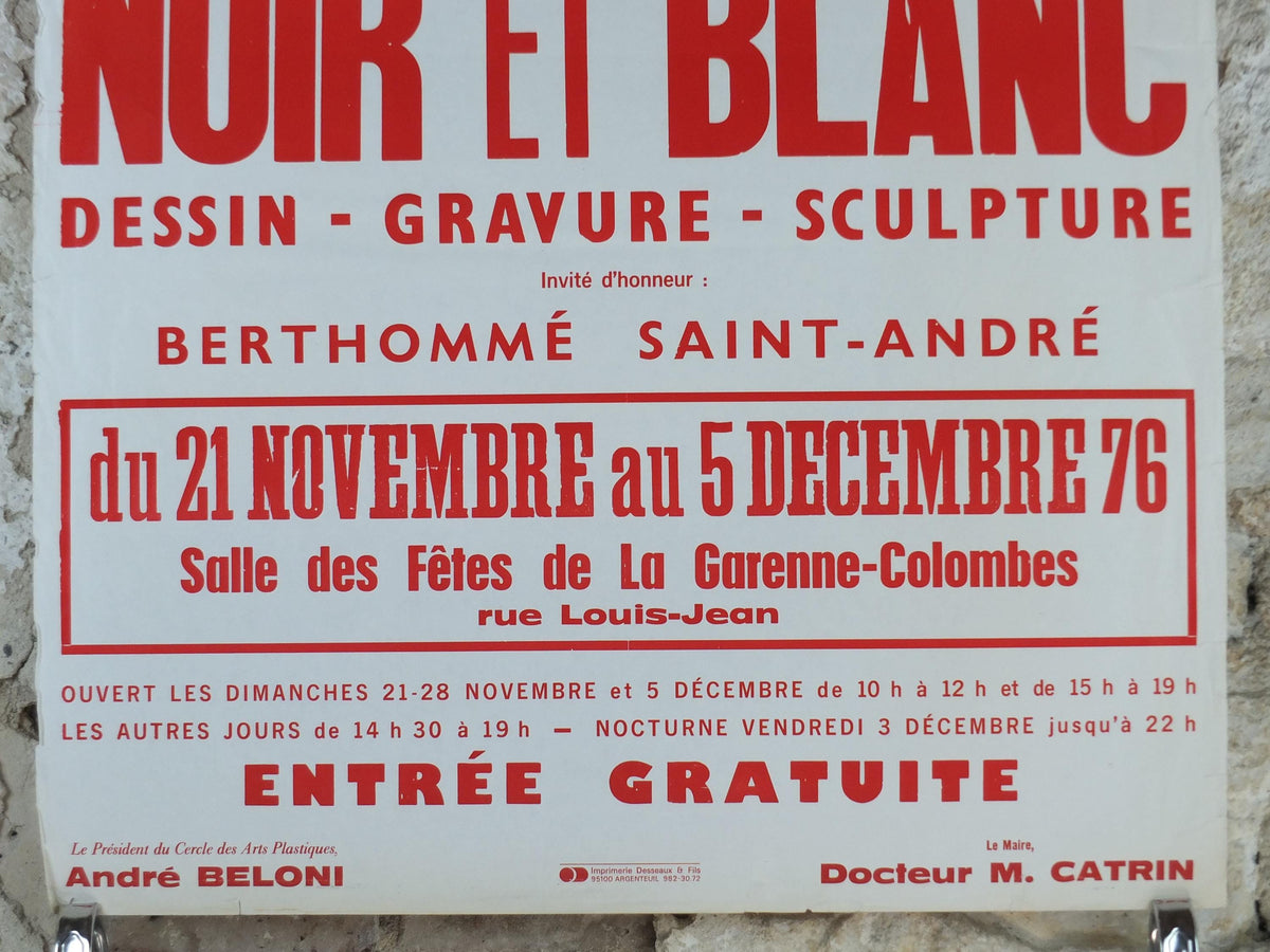 1976 Black & White Poster, Noir et Blanc, sculptures, drawing and engravings, lovely patina, wall art decor