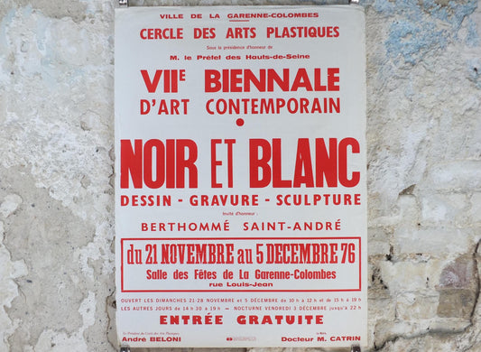 1976 Black & White Poster, Noir et Blanc, sculptures, drawing and engravings, lovely patina, wall art decor