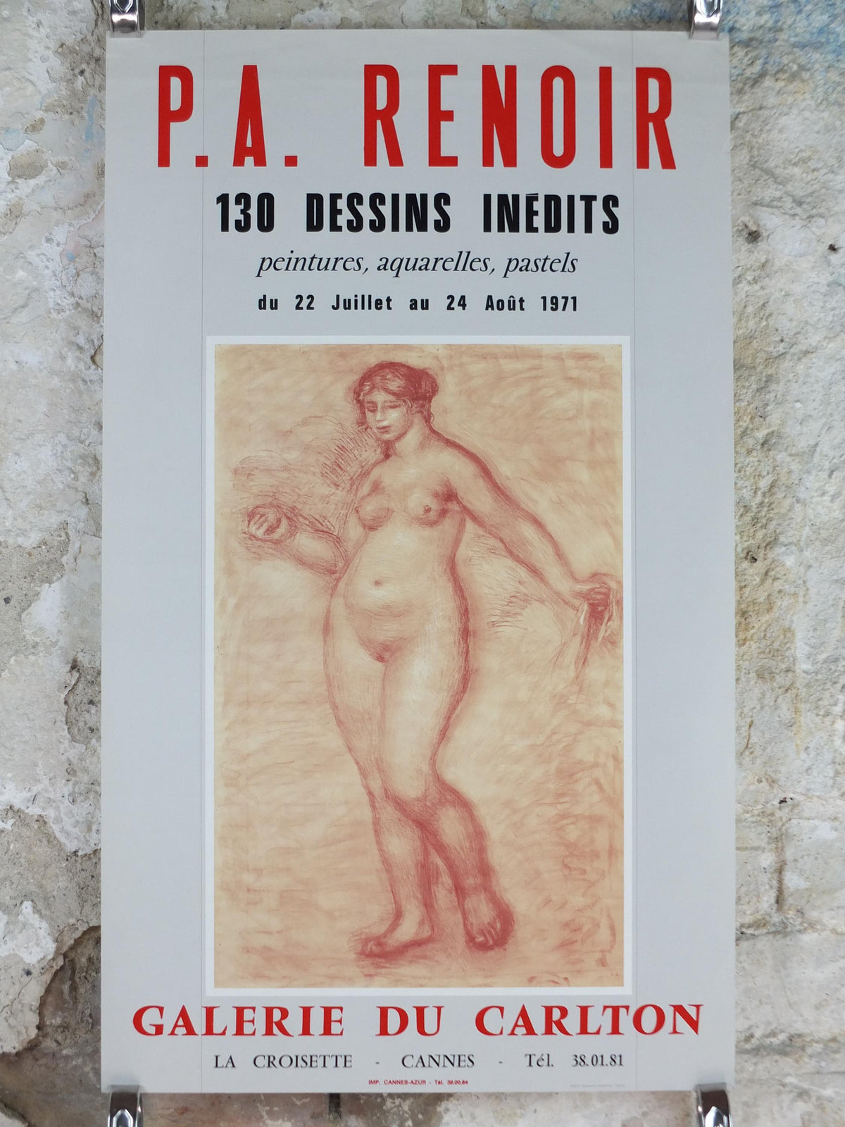 1971 Pierre Renoir Poster, Venus Victrix 1915, Galerie du Carlton, impressionists, artist gallery exhibition wall art decor