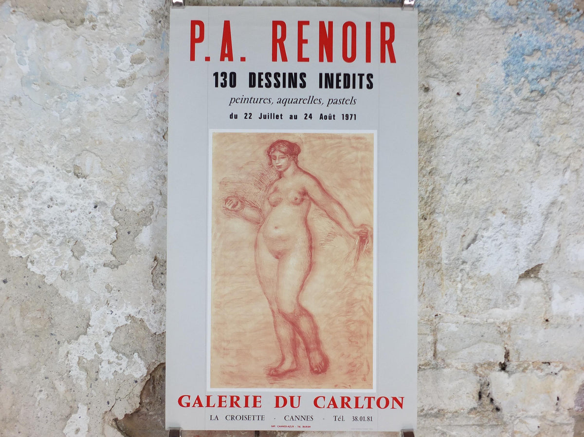 1971 Pierre Renoir Poster, Venus Victrix 1915, Galerie du Carlton, impressionists, artist gallery exhibition wall art decor