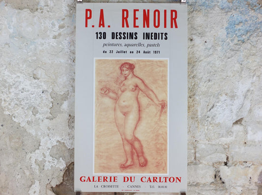 1971 Pierre Renoir Poster, Venus Victrix 1915, Galerie du Carlton, impressionists, artist gallery exhibition wall art decor