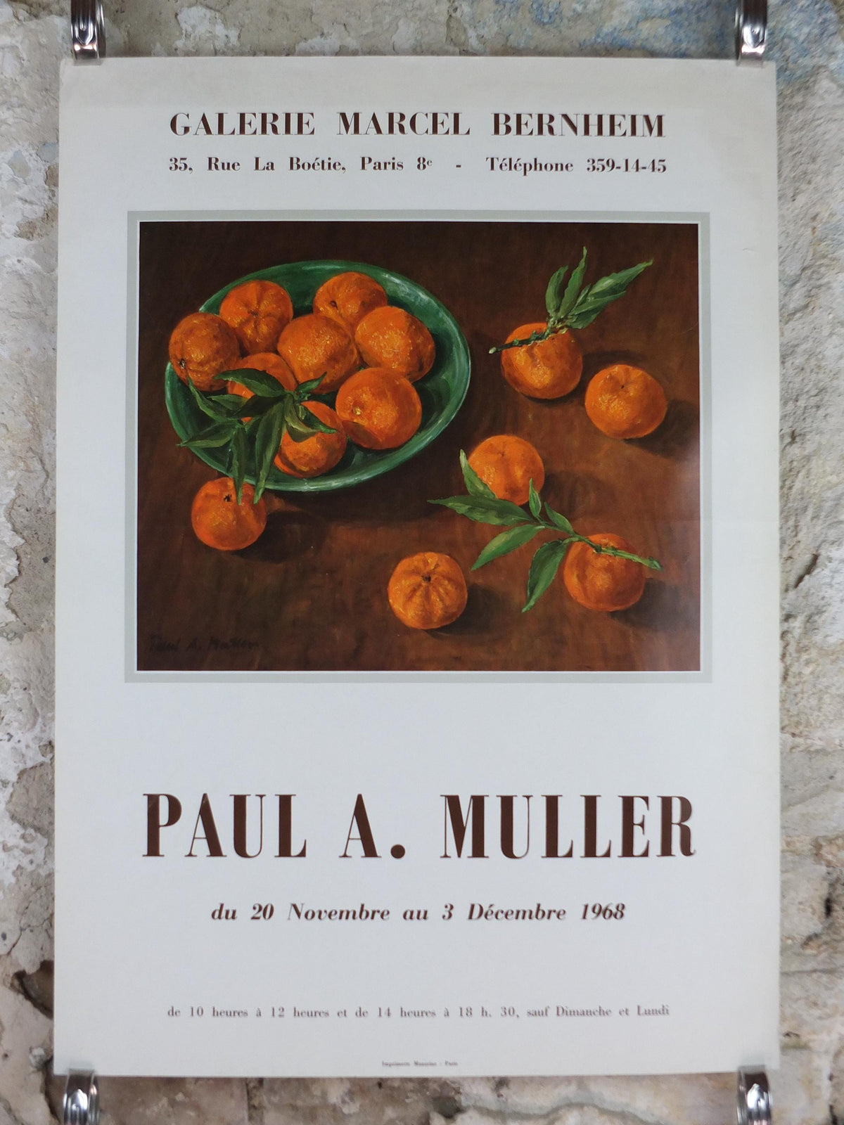 1968 Citrus Oranges Poster, Paul A Muller, still life, impressionists, artist gallery exhibition wall art decor