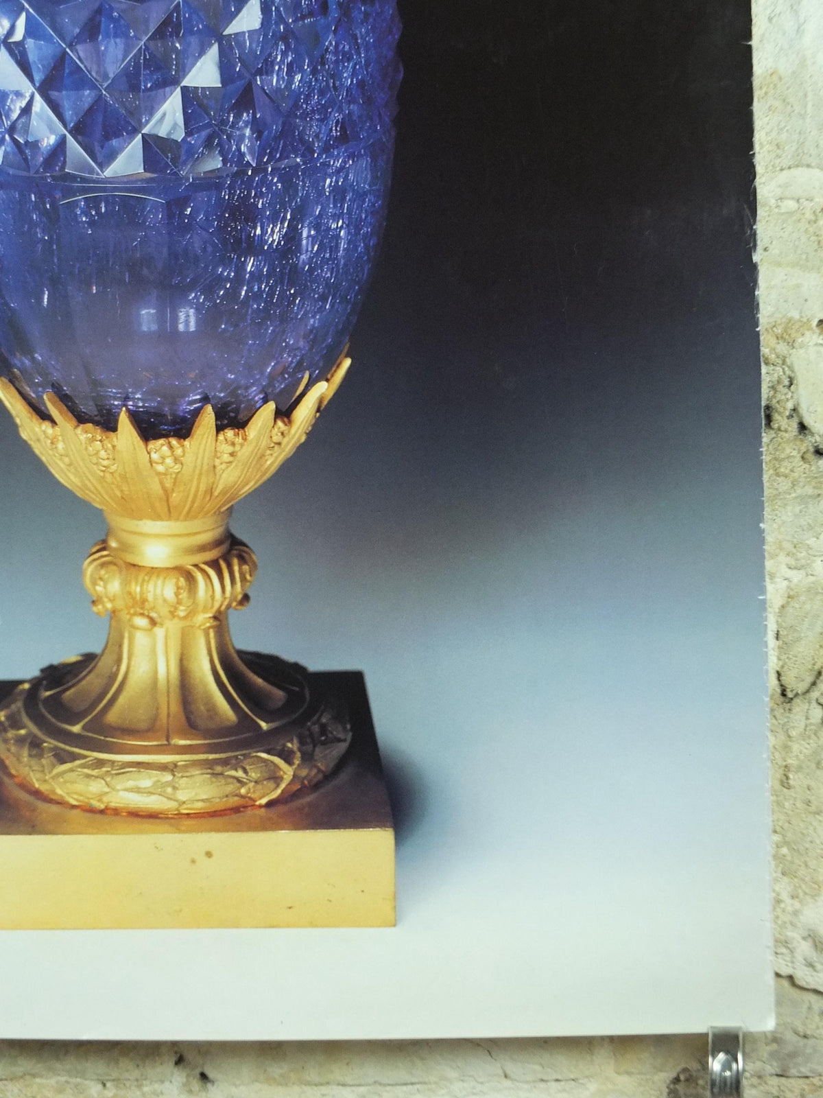 1990 Blue Crystal Vase Poster, Art Treasures of the Czars, Russian Cut Crystal Vase in Bronze Mount, From St Petersburg, wall art decor
