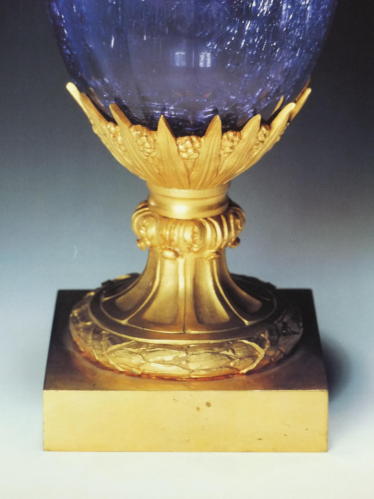 1990 Blue Crystal Vase Poster, Art Treasures of the Czars, Russian Cut Crystal Vase in Bronze Mount, From St Petersburg, wall art decor