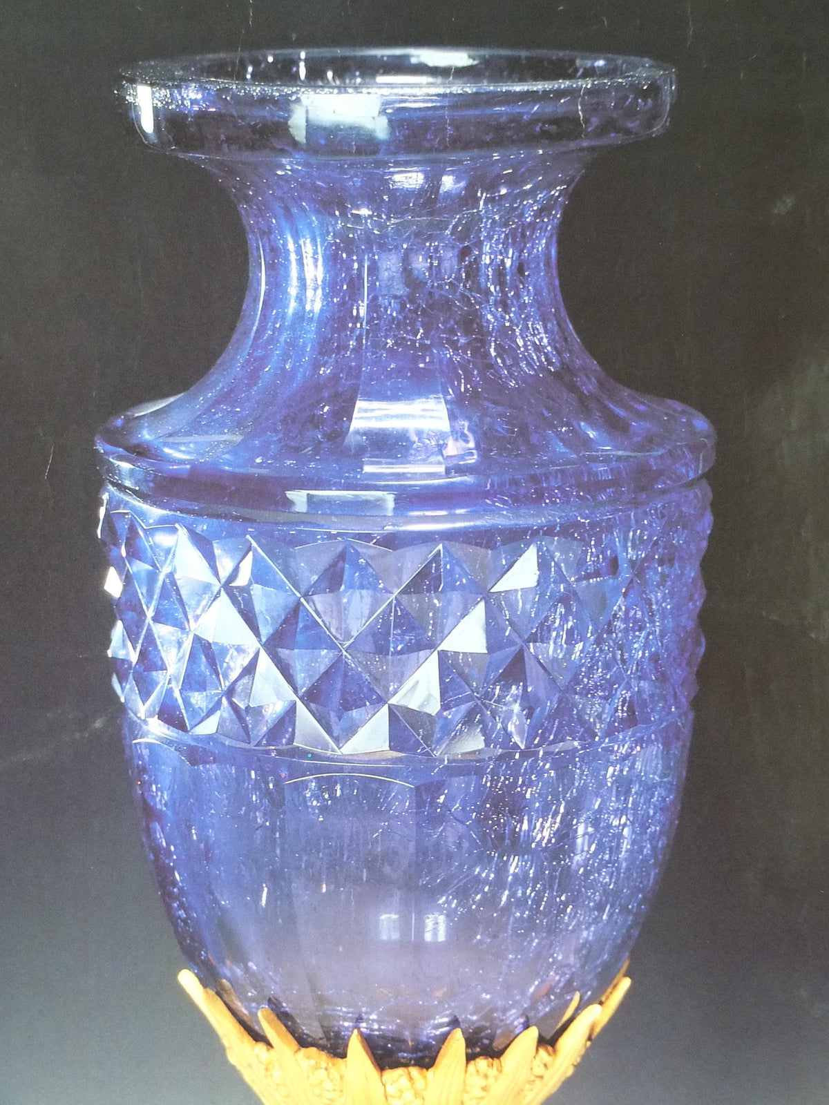 1990 Blue Crystal Vase Poster, Art Treasures of the Czars, Russian Cut Crystal Vase in Bronze Mount, From St Petersburg, wall art decor