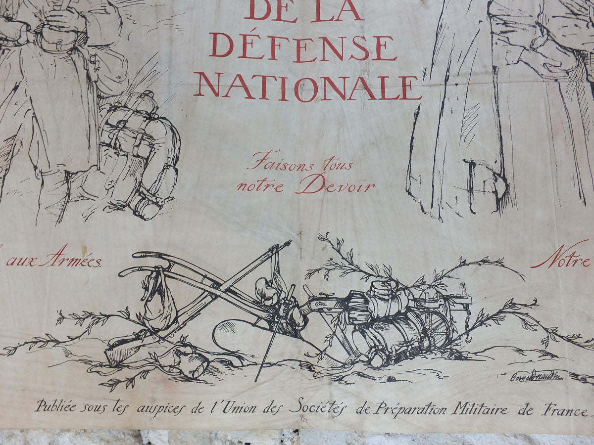 1916 French WW1 War Bond Poster, by Bernard Naudin, National Defence Loan, Let's all do our Duty, original antique, wall art decor