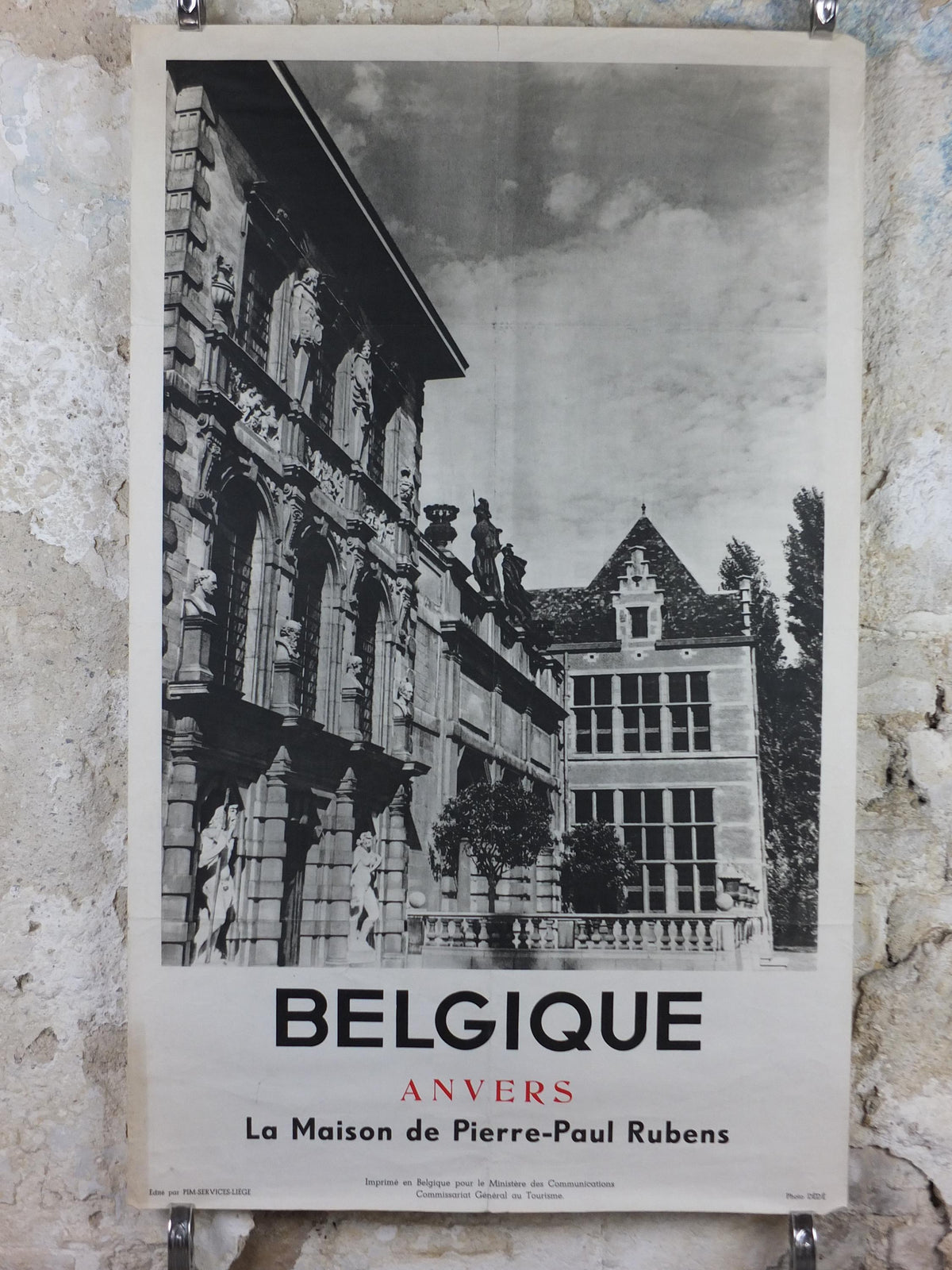 1960s Antwerp Travel Poster, Anvers, The house of the Baroque artist Rubens, Belgique travel tourism holiday vacation wall art