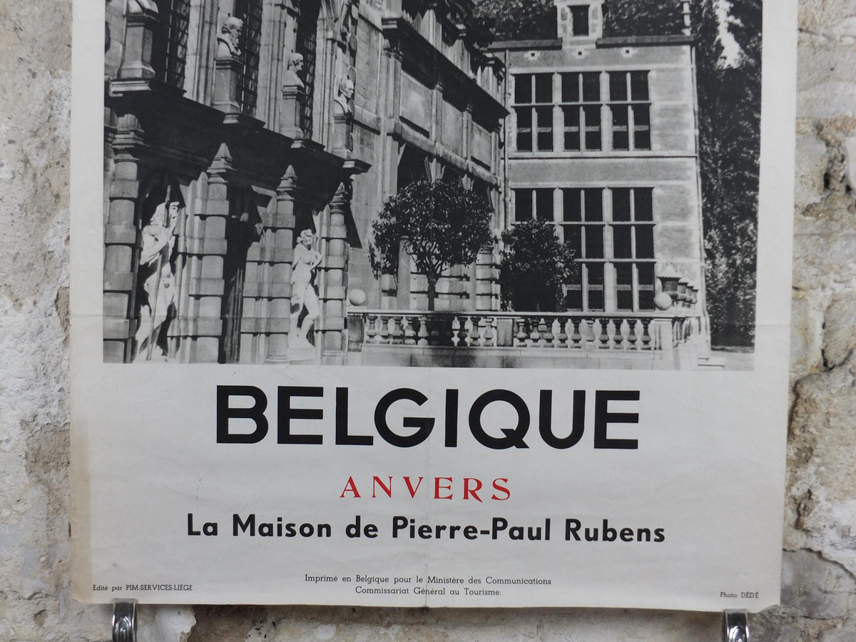 1960s Antwerp Travel Poster, Anvers, The house of the Baroque artist Rubens, Belgique travel tourism holiday vacation wall art