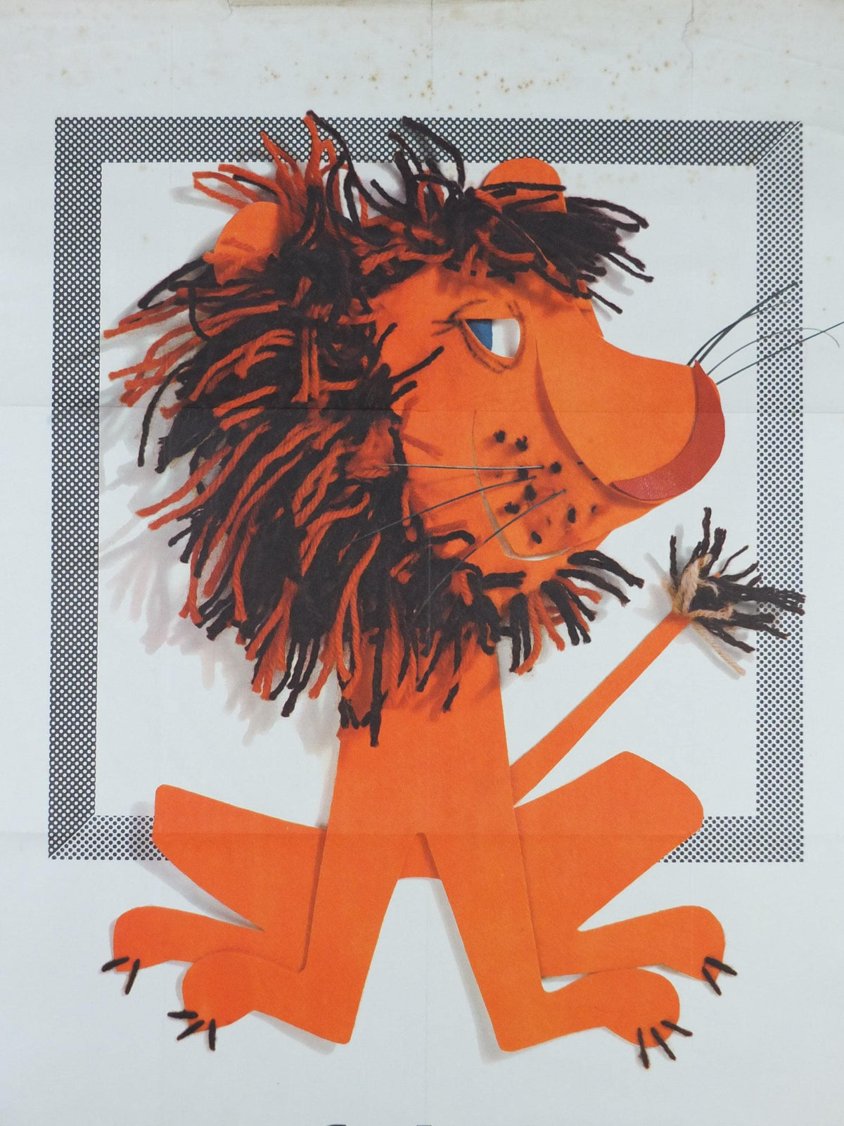 1962 International Fair Lyon Poster, The Orange Lion of Lyon, Original Vintage French, Advertising print, wall art retro decor