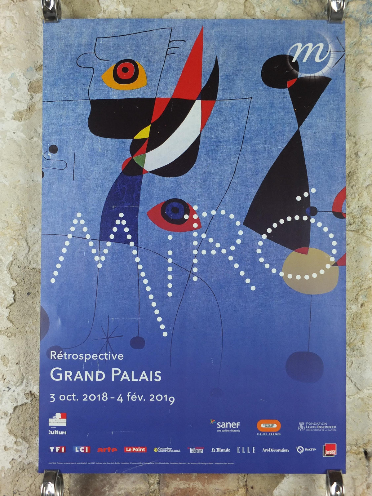 2018 Joan Miro Exhibition Poster, Women and Bird in the Night 1947, Grand Palais, Dada Surrealism, gallery exhibition, wall art decor