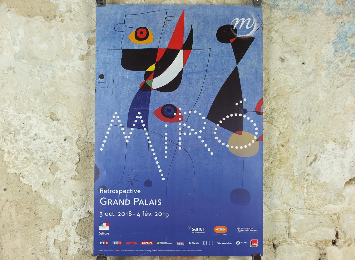 2018 Joan Miro Exhibition Poster, Women and Bird in the Night 1947, Grand Palais, Dada Surrealism, gallery exhibition, wall art decor