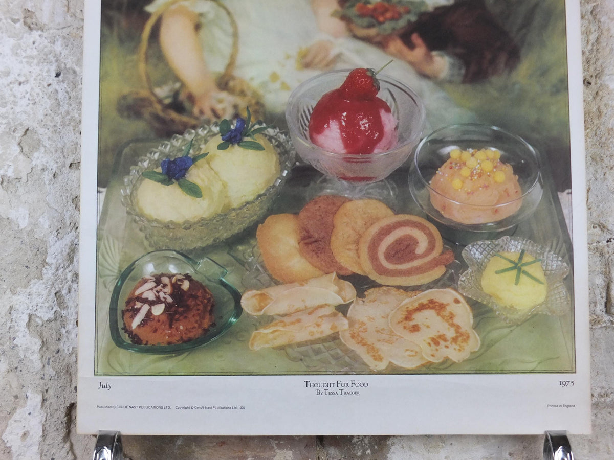 1975 Vogue Magazine Poster, by Conde Nast, Thought for Food, by Tessa Traeger Dryden, art deco nouveau, fashion Advertising, wall art decor