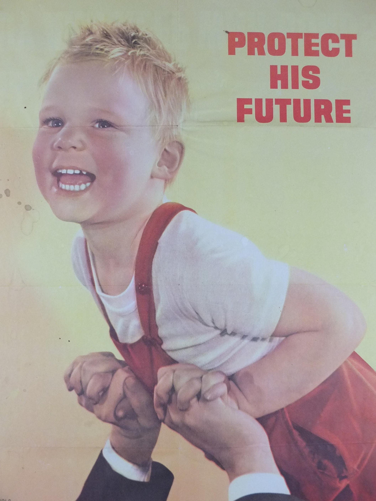 1944 War Bonds Poster, Protect His Future, Laughing Boy, Buy and Keep War Bonds, by Ruth Nichols, WFD 977-A, US Treasury wall art decor