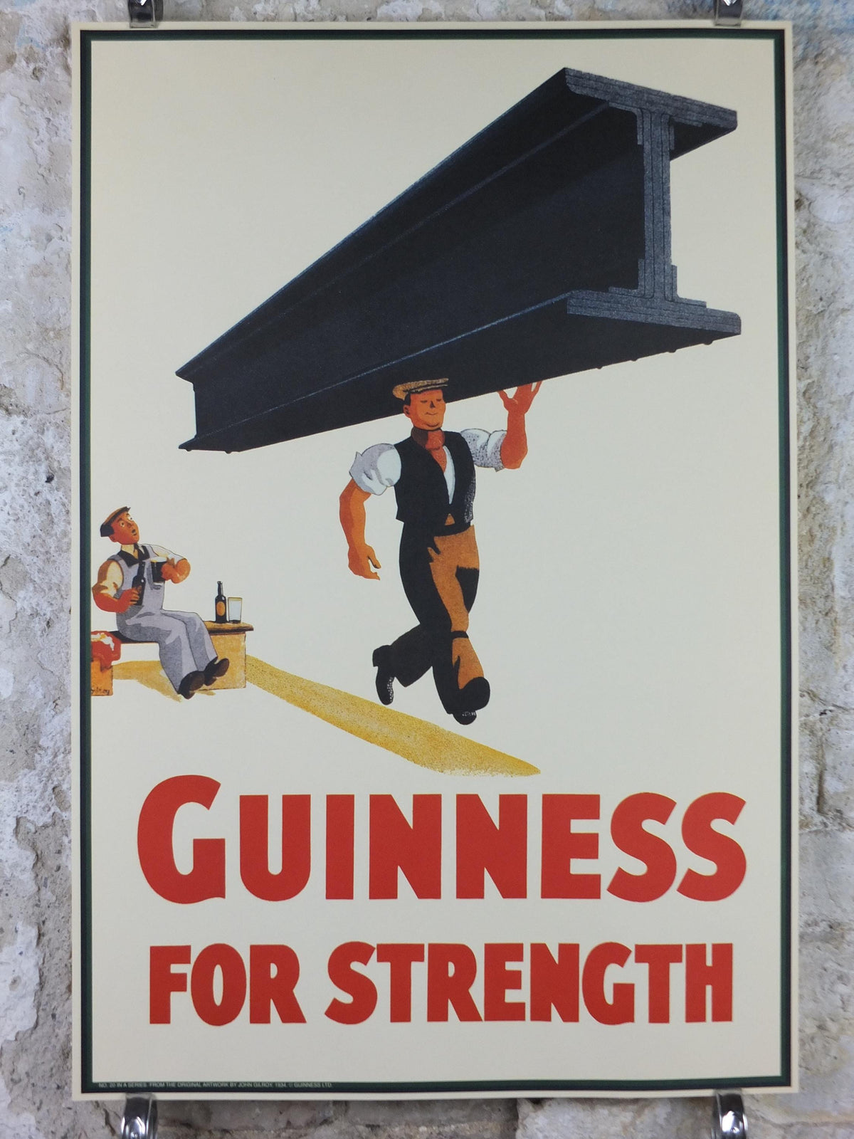 Vintage Guinness Poster, Guinness for Strength, from Guinness Museum, 1934 Advertising campaign Wall art by Gilroy retro 1990s