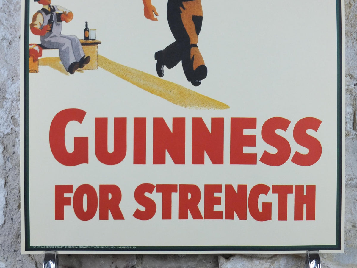 Vintage Guinness Poster, Guinness for Strength, from Guinness Museum, 1934 Advertising campaign Wall art by Gilroy retro 1990s
