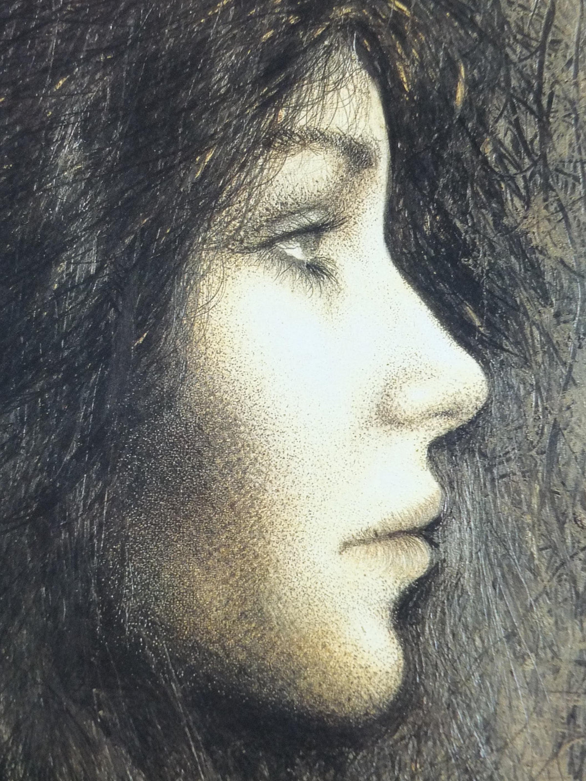 Signed 1983 Kurt Trampedach Poster, Annette, hand signed in 1992, dark and brooding portrait, gallery exhibition, wall art decor