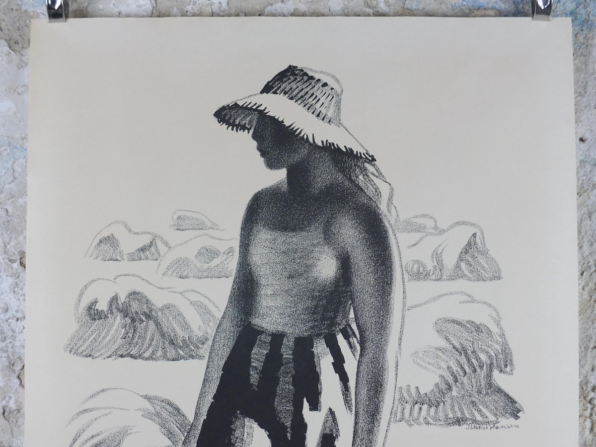 1952 Aage Sikker-Hansen Poster, Randers Denmark, Woman working in wheat fields, Agriculture and farming, Scandanavian, wall art decor