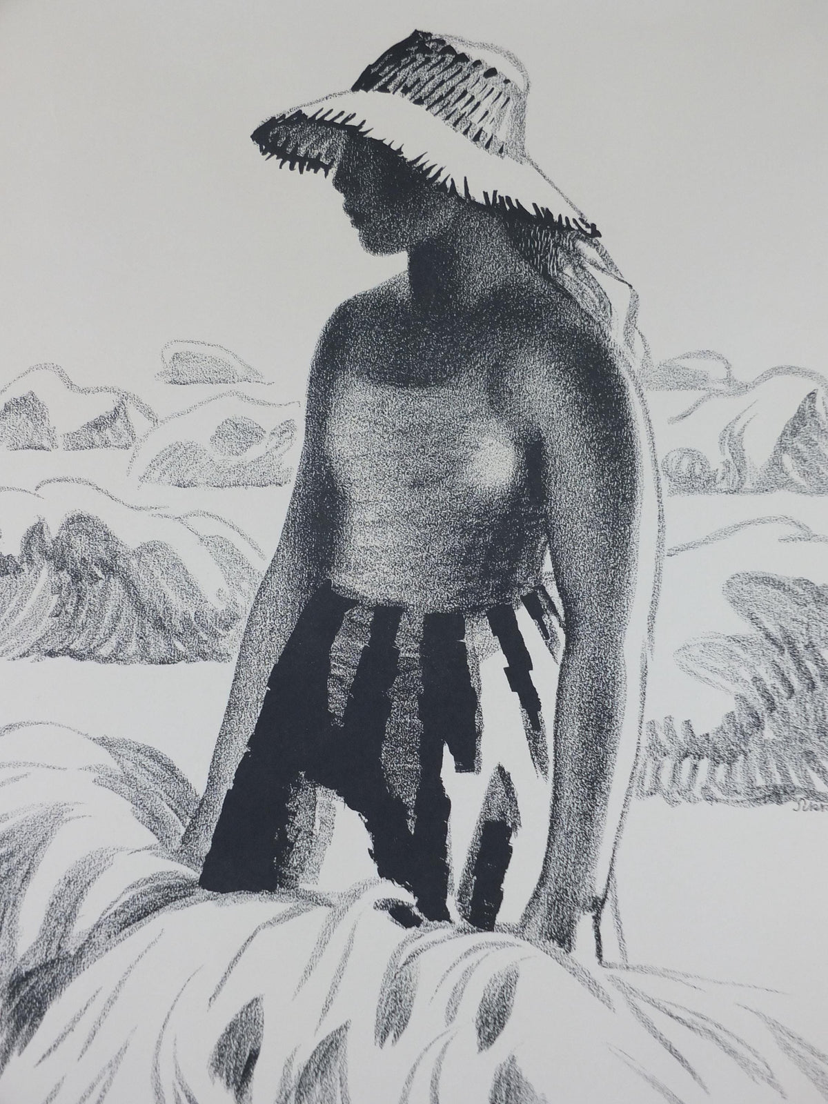 1952 Aage Sikker-Hansen Poster, Randers Denmark, Woman working in wheat fields, Agriculture and farming, Scandanavian, wall art decor