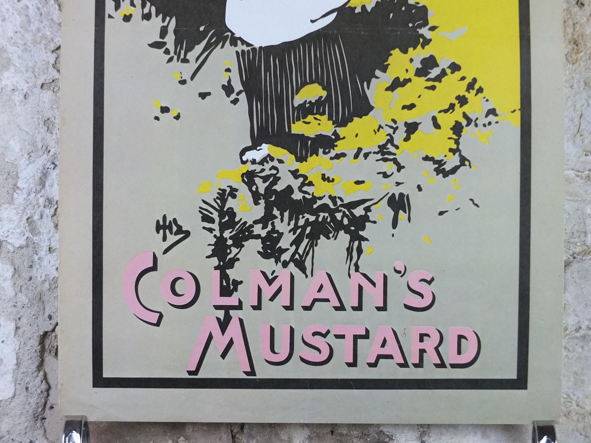 1970s Colemans Mustard Poster, woman gathering yellow flowers, Kitchen decoration or Kitchenalia print wall art decor