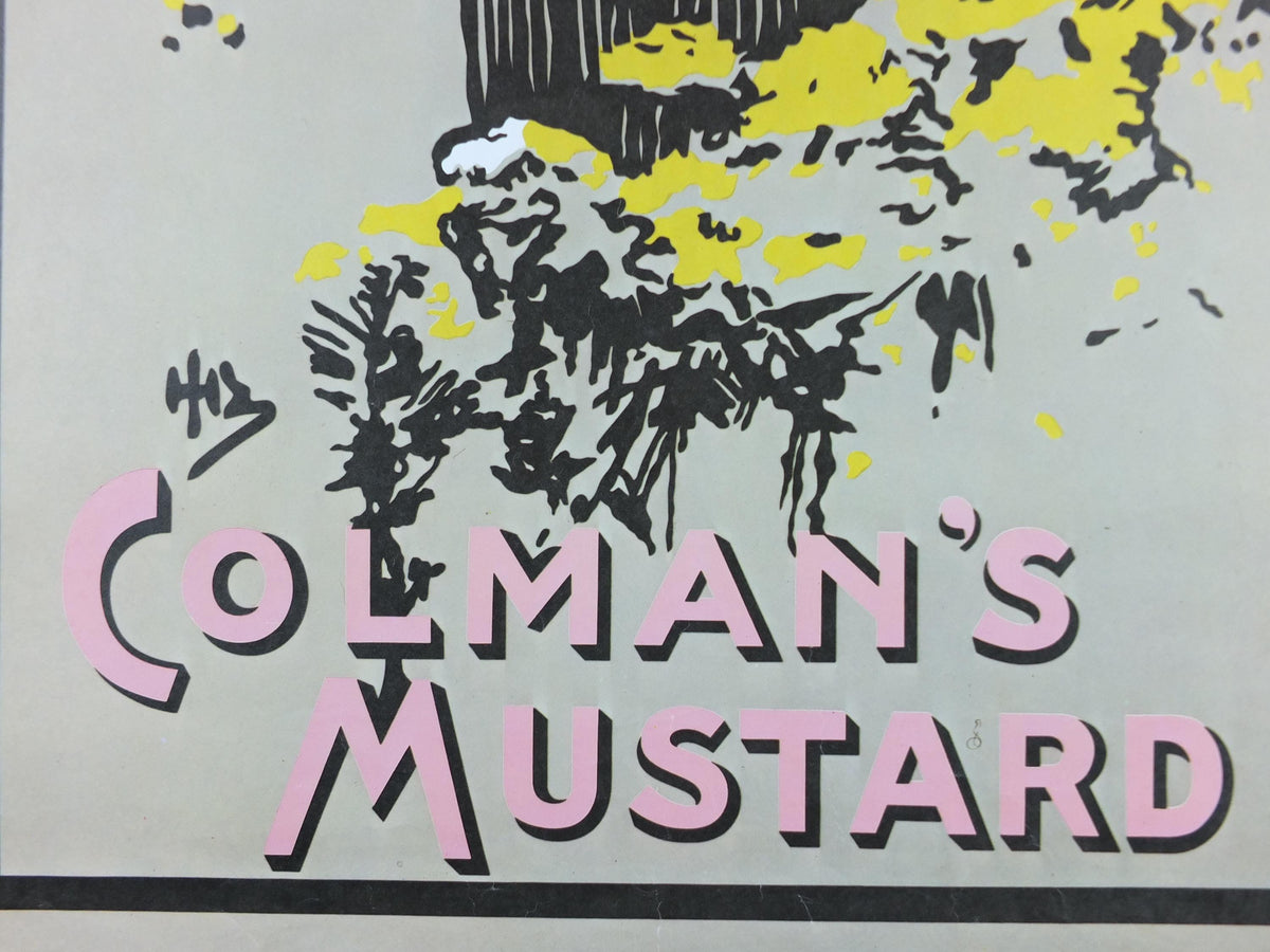 1970s Colemans Mustard Poster, woman gathering yellow flowers, Kitchen decoration or Kitchenalia print wall art decor